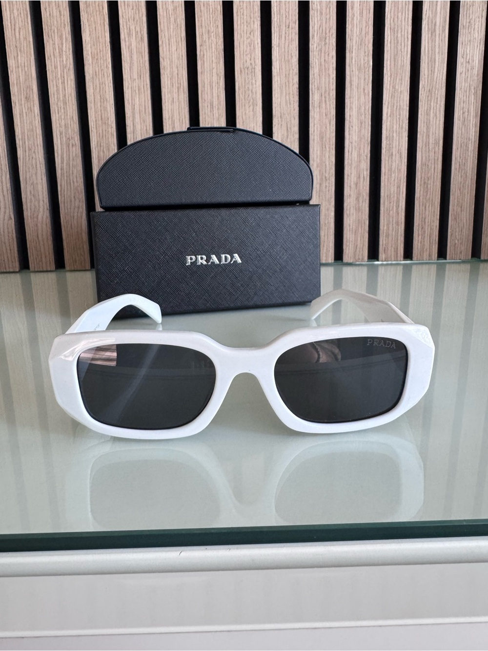 Prada White Milano Logo Thick-Arm Sunglasses - Picture 3 of 3